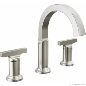 Tetra Widespread Bathroom Faucet: Lumicoat Stainless Steel Modern Design - 355887-SS-PR-DST Delta