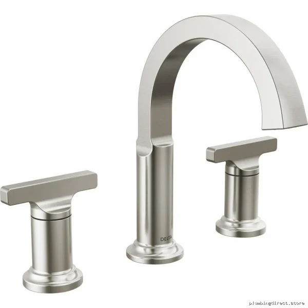 Tetra Widespread Bathroom Faucet: Lumicoat Stainless Steel Modern Design - 355887-SS-PR-DST Delta