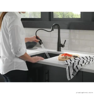Essa Touch Bar Faucet w/ Pulldown Spray - Sleek Matte Black 9913T Delta