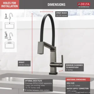 Delta Touch Control Kitchen Faucet - Pull-Down Spray & Hose in Black Stainless Steel