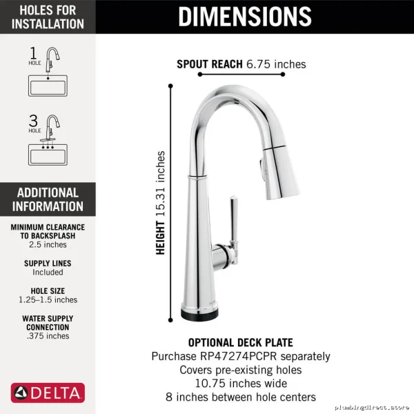 Delta Touch-Control Pull-Down Kitchen Faucet with Lumicoat Chrome Finish
