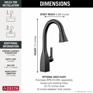 Delta Mateo Touch Control Pull-Down Kitchen Faucet - Matte Black 9983T