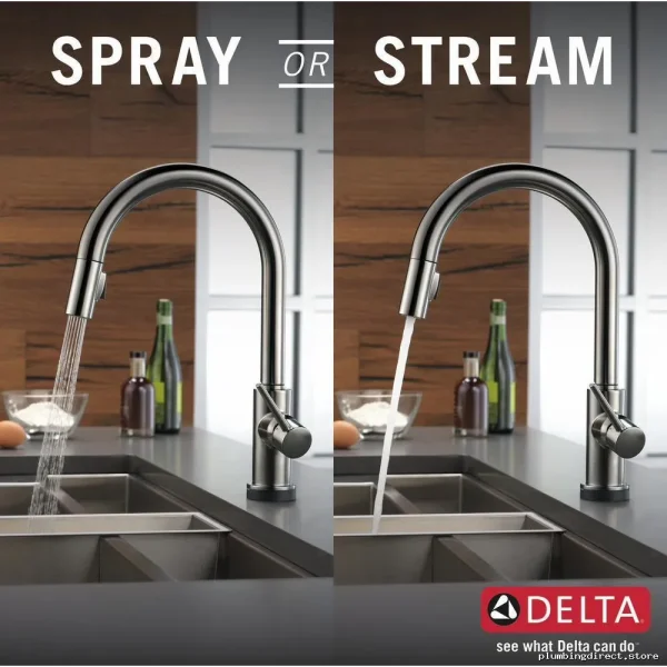 Delta Black Stainless Steel Kitchen Faucet with Touch Pulldown Spray 9159T-KS-DST - Image 2