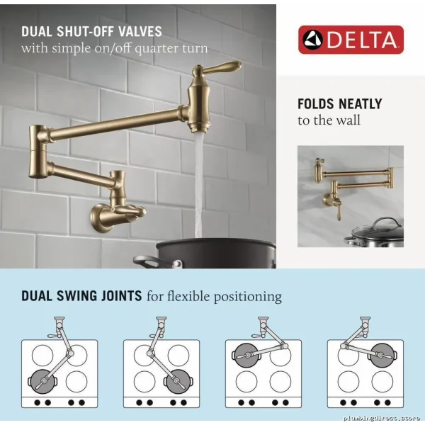 delta traditional kitchen polished nickel pot fillers - Image 2