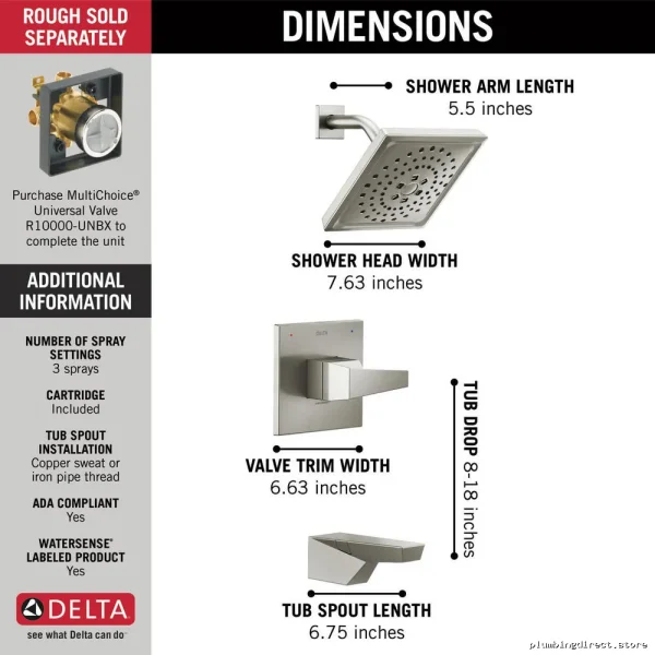 Delta Trillian 14 Series H2Okinetic Shower Trim in Stainless Steel - Image 4