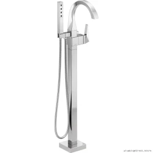 Delta Trillian T4746-FL Floor-Mount Tub Filler w/ Hand Shower - Chrome Finish