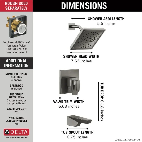 Delta Trillian 17 H2Okinetic Shower Trim in Lumicoat Black Stainless Steel - Image 4