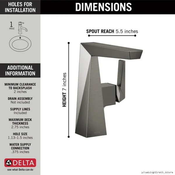 Delta Trillian Single Hole Bathroom Faucet - Matte Black Stainless Steel - Image 4