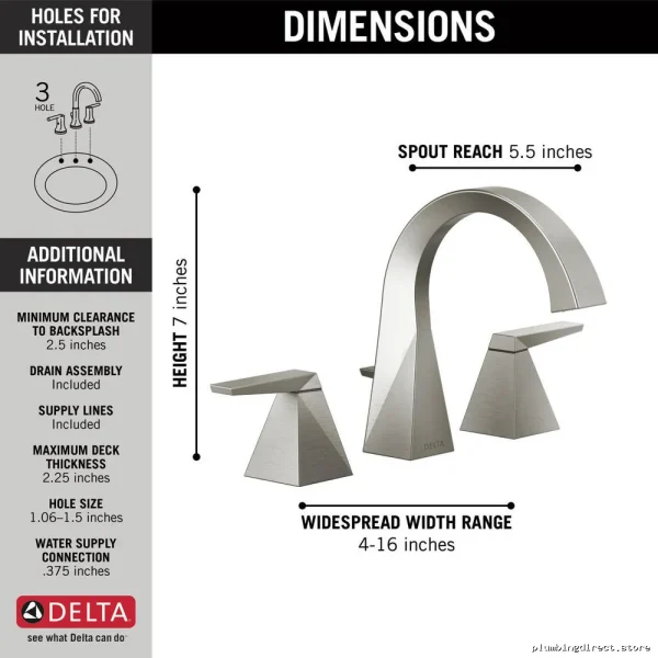 Delta Trillian Widespread Bathroom Faucet in Lumicoat Stainless Finish 35546-SS - Image 3