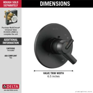 Delta Trinsic 17 Series Matte Black Valve Trim T17059-BL for Monitors