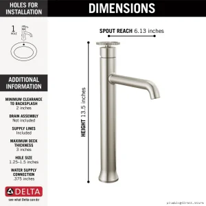 Stainless Steel Vessel Sink Faucet with Modern Design - Trinsic 758-SS-DST Delta