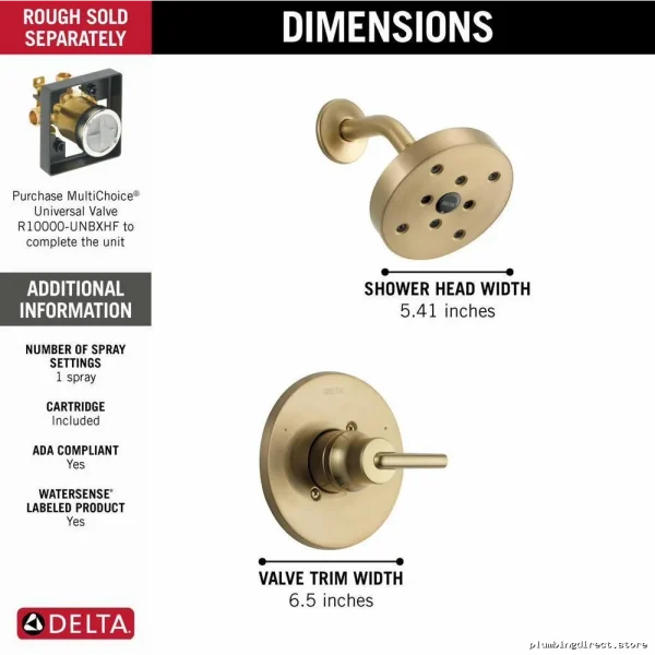 Delta Trinsic Champagne Bronze Shower Trim Kit - 14 Series T14259-CZ - Image 2