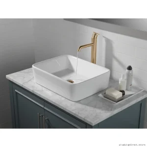 Modern Champagne Bronze Bathroom Faucet by Delta Trinsic