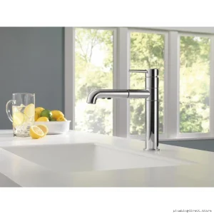 Water Saving Delta Trinsic Chrome Kitchen Faucet with Pullout Spray