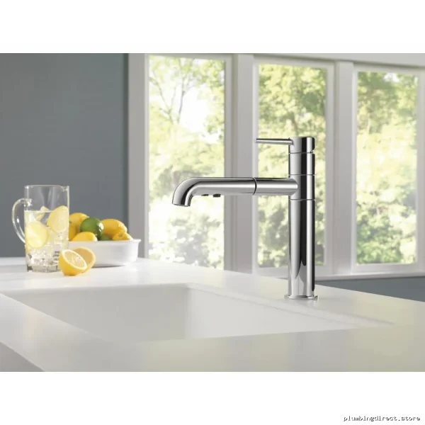 Water Saving Delta Trinsic Chrome Kitchen Faucet with Pullout Spray