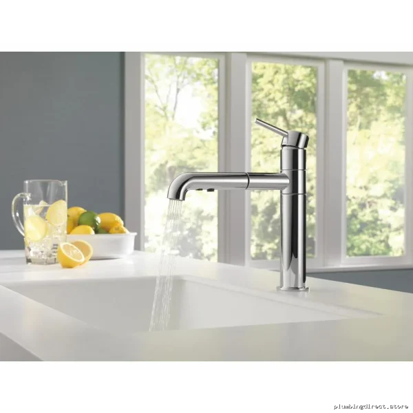 Water Saving Delta Trinsic Chrome Kitchen Faucet with Pullout Spray - Image 2