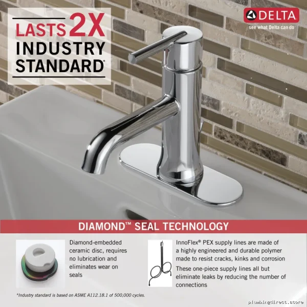 Delta Trinsic Chrome Single-Hole Bath Sink Faucet
