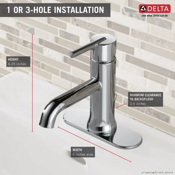 Delta Trinsic Chrome Single-Hole Bath Sink Faucet - Image 3