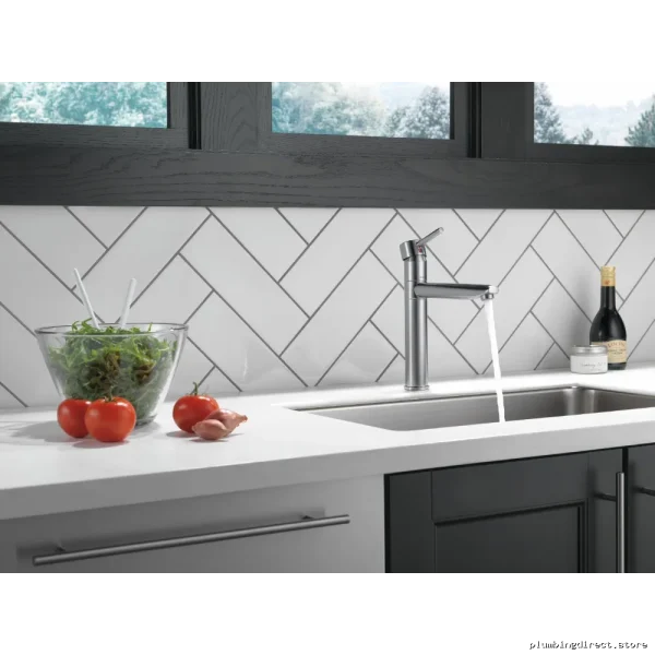 Delta Trinsic Arctic Stainless Kitchen Faucet, No Spray, Model 1159LF-AR - Image 2
