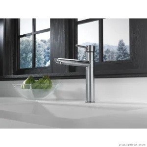 Delta Trinsic Arctic Stainless Kitchen Faucet, No Spray, Model 1159LF-AR