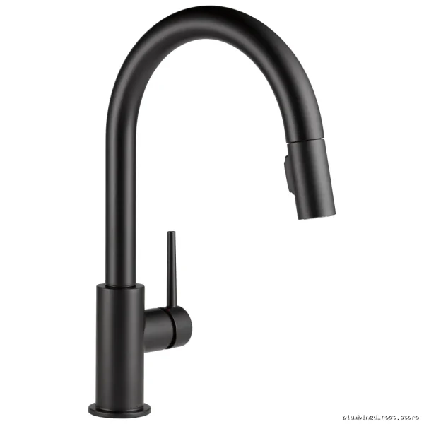 Delta Trinsic Kitchen Faucet Pull-Down Spray Matte Black Modern Design & Durable Flow