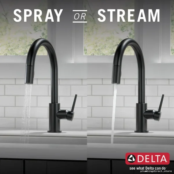 Delta Trinsic Kitchen Faucet Pull-Down Spray Matte Black Modern Design & Durable Flow - Image 3