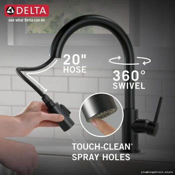 Delta Trinsic Kitchen Faucet Pull-Down Spray Matte Black Modern Design & Durable Flow - Image 4