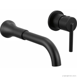 Delta Trinsic Matte Black Wall-Mount 1-Handle Bathroom Faucet Trim T3559LF-BLWL