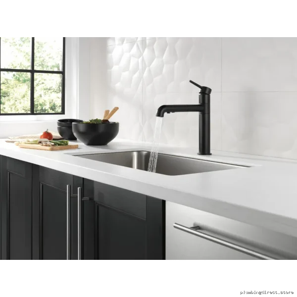 Delta Trinsic Pull-Down Matte Black Kitchen Faucet - Image 2