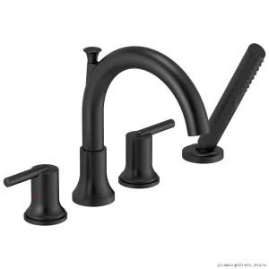 Delta Trinsic Roman Tub Shower Faucet with Handheld Spray - Matte Black T4759-BL