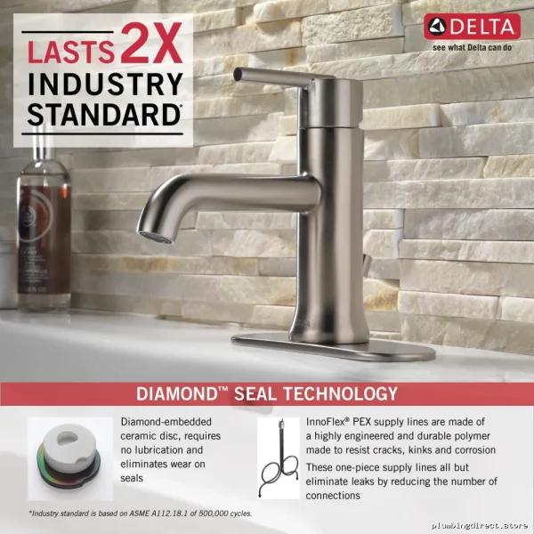 Delta Stainless Steel Trinsic Single Handle Bathroom Sink Faucet 559LF-SSMPU - Image 2