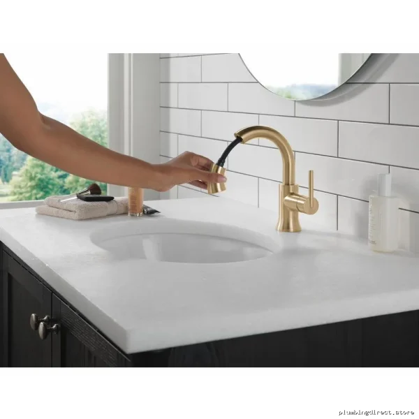 Delta Trinsic Single-Hole Faucet - Champagne Bronze Pulldown - Image 3