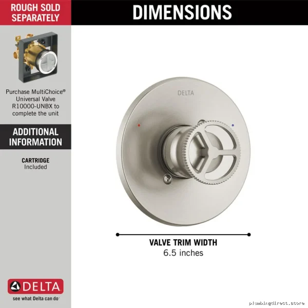 Delta Trinsic 14-Series Stainless Steel Monitor Valve Trim T14058-SS - Image 2