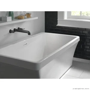 Delta Trinsic T5759-BLWL Modern Matte Black Wall-Mounted Tub Filler Trim