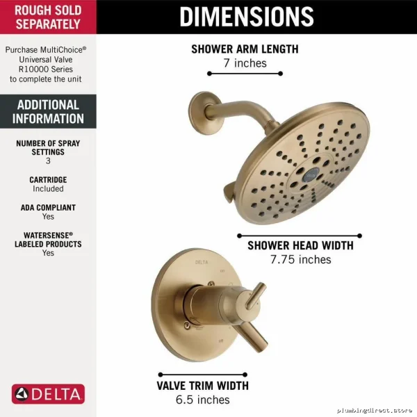 Delta Trinsic TempAssure 17T H2Okinetic Shower Trim – Champagne Bronze Modern Design - Image 5