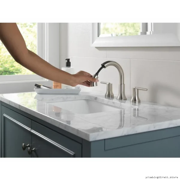 Delta Trinsic Widespread Bathroom Faucet with Pull-Down Spray - Stainless Steel - Image 4