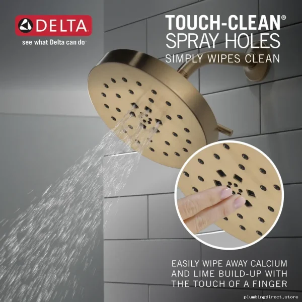 Delta Champagne Bronze Shower Head with 4 Spray Settings and UltraSoak Technology
