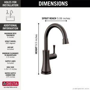 Delta Venetian Bronze Transitional Beverage Faucet - 1920-RB-DST Model