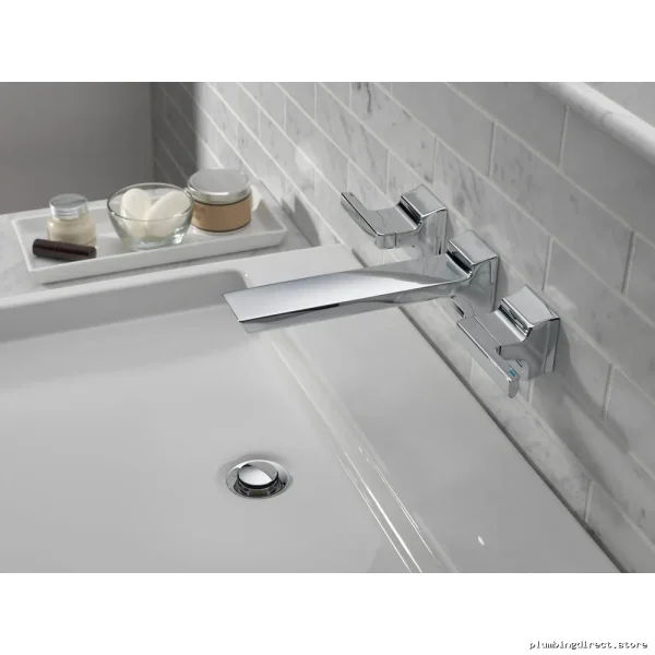 Delta Lumicoat Chrome Wall-Mount Bathroom Faucet with 2 Handles T3599LF - Image 4