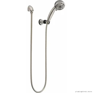 Delta 55436-SS-PK Wall-Mount Hand Shower with 5 Spray Settings & Durable Stainless Steel