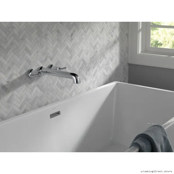 Delta Wall Mount Shower Faucet Trim - Stainless Steel Modern Tub Filler Trim T5759-SSWL - Image 2