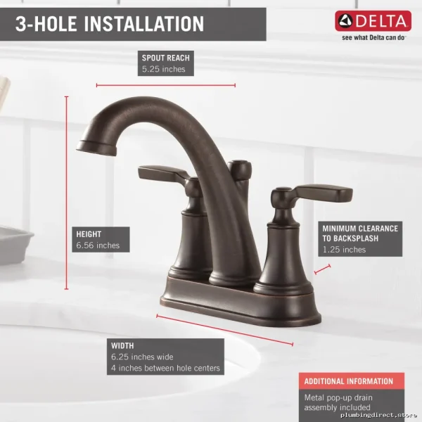 Delta Woodhurst Venetian Bronze Centerset Bathroom Faucet 2532LF-RBMPU