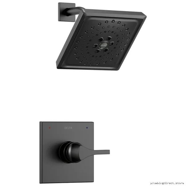 Delta Zura 14 Series Matte Black Shower Trim with H2Okinetic Spray