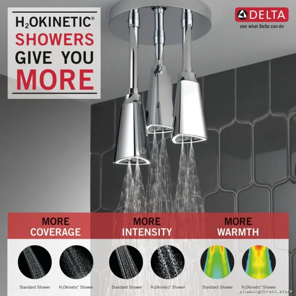 Delta Zura Chrome 57140-25-L H2Okinetic Rainfall Shower Head Pendant - Image 4