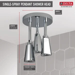 Delta Zura Chrome 57140-25-L H2Okinetic Rainfall Shower Head Pendant
