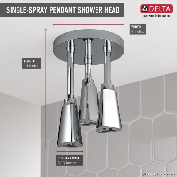 Delta Zura Chrome 57140-25-L H2Okinetic Rainfall Shower Head Pendant