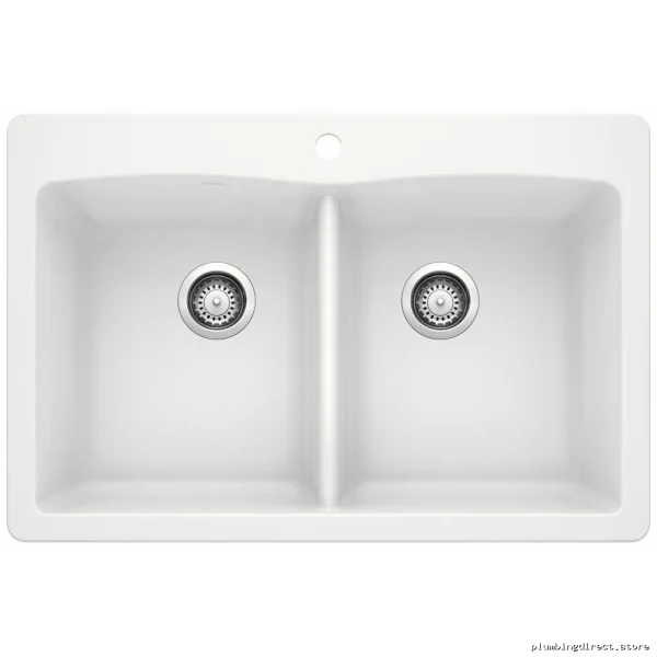 Diamond 210 2 Bowl Drop-In Silgranit - Easy Install White Kitchen Sink