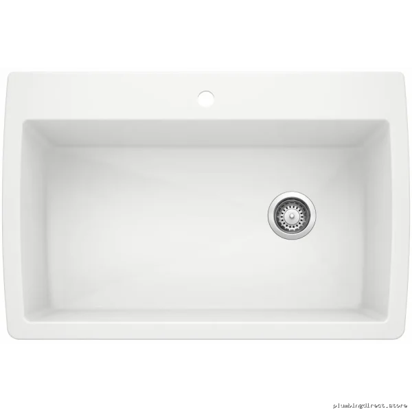 Diamond Easy-Clean White Silgranit Single Basin Drop-In Kitchen Sink – Model #4...Blanco - Image 2