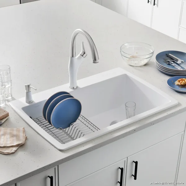 Diamond Easy-Clean White Silgranit Single Basin Drop-In Kitchen Sink – Model #4...Blanco - Image 3