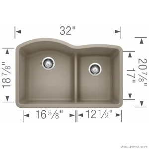 Diamond Truffle Silgranit Undermount Sink - 1.75 Bowl Low Divide
